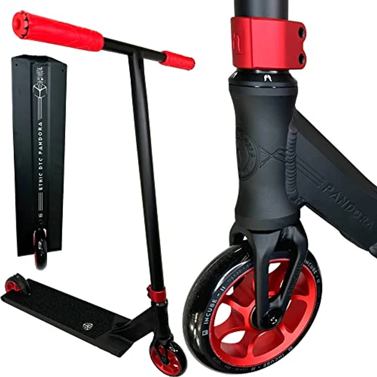 Ethic DTC Stuntscooter Ethic DTC Pandora M Stunt-Scooter H=85cm 3,35kg Rot, Hochleistungs Street-Deck, extrem wendig, leicht und stabil – Bild 1