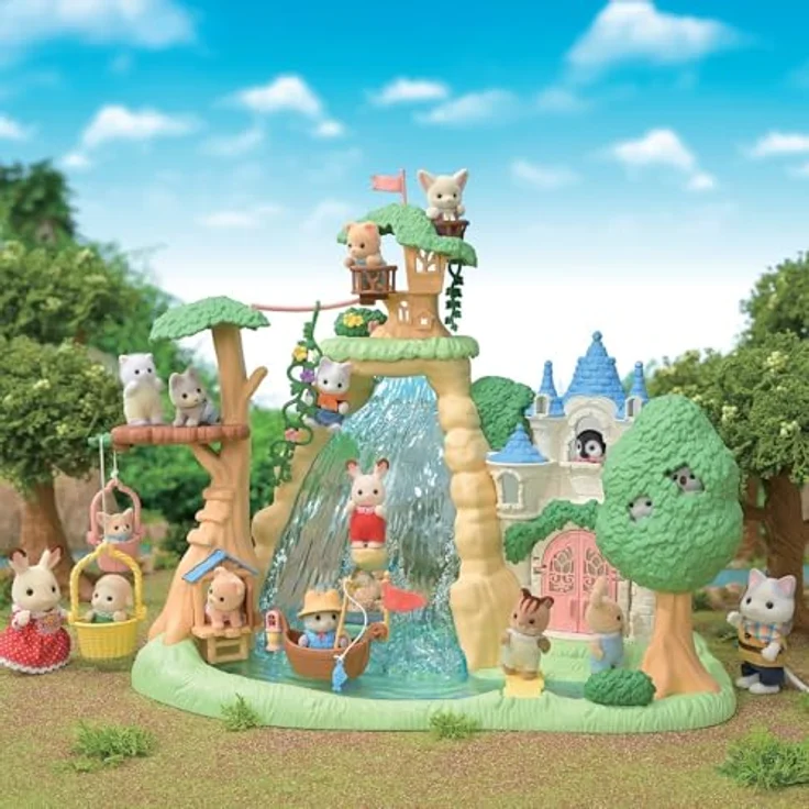 Sylvanian Families 5762 Abenteuerspielplatz Wasserfall, Spielset mit Husky Babyfigur, Aufzug und Seilrutsche, Spielzeug für Kinder ab 3 Jahren – Bild 2