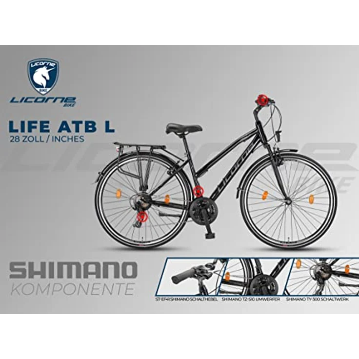 Licorne Bike Premium TrekkingBike in 28 Zoll - Fahrrad für Herren, Jungen, Mädchen und Damen - Shimano 21 Gang-Schaltung - Citybike - Männerfahrrad - L-V-ATB - Schwarz/Grau – Bild 5