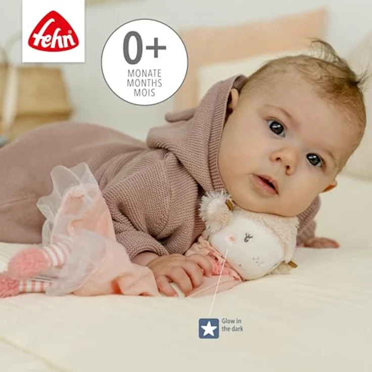 Fehn Schmusetuch Fee – Spielkameradin, Einschlafhilfe & Schnuffeltuch in einem, zum Knuddeln, Greifen & Liebhaben – für Babys und Kleinkinder ab 0+ Monaten, zauberhafte Fee in verschiedenen Materialien - rosa – Bild 3