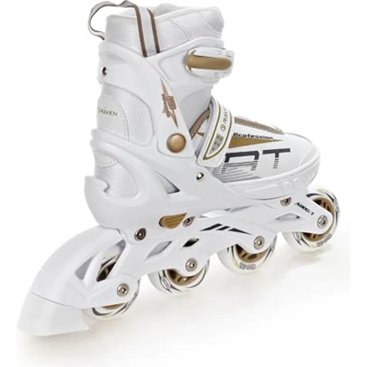 RAVEN Profession Inlineskates Inliner 2in1 mit Schlittschuhen verstellbar, White/Gold, 31-35 (20,5cm-23cm) – Bild 2