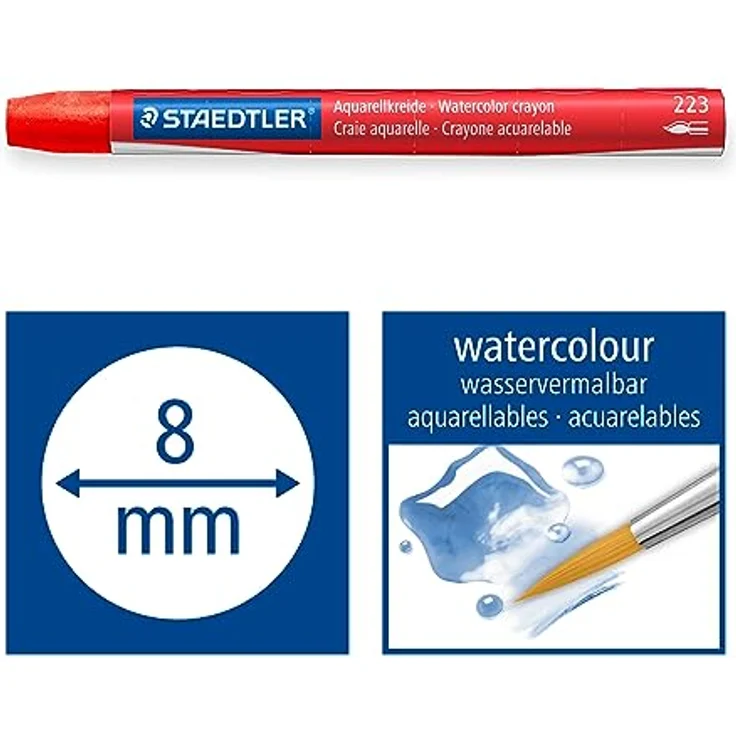 Staedtler Aquarellkreiden 12 Stück wasservermalbar – Bild 5