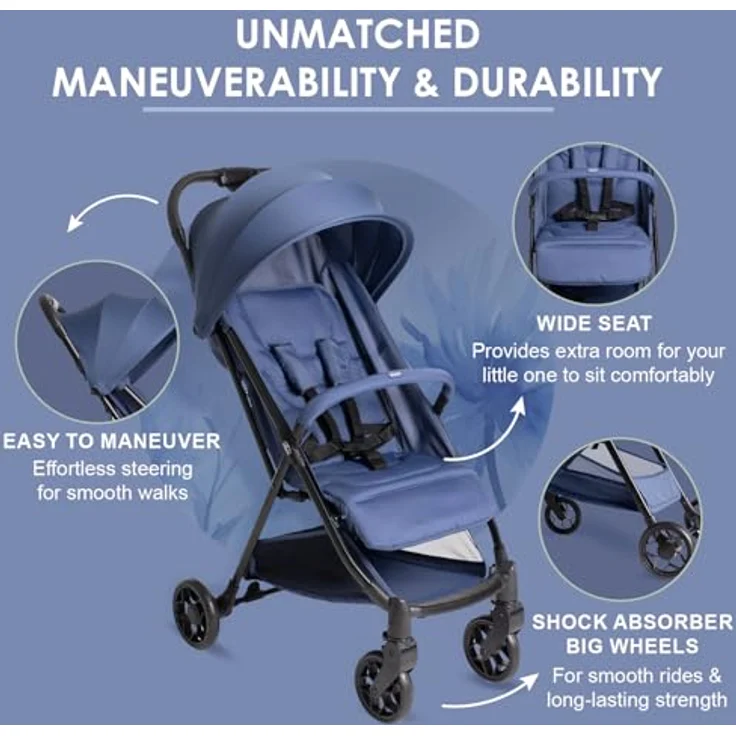 Chicco Buggy Urbino, Blau, Textil, Einhand-Faltmechanismus, 53x103x80 cm – Bild 4