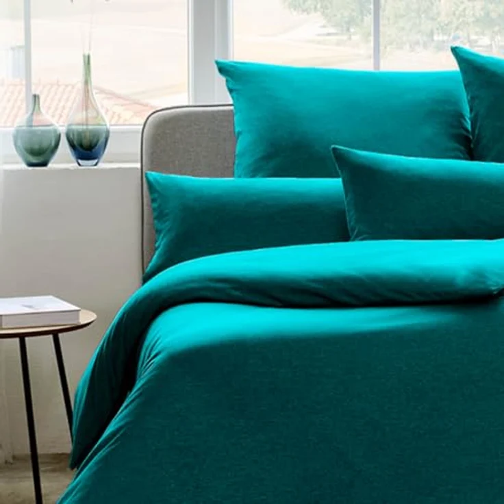 ESTELLA Bettwäsche Takoma 6873 050 Petrol Mako Interlock Jersey Unifarben, 100% Baumwolle, Atmungsaktiv, Öko-Tex Standard 100, Größe: 135 cm x 200 cm – Bild 5