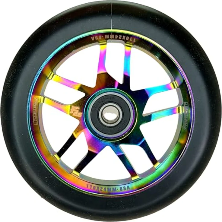 Fantic26 Base Stunt-Scooter, 110mm Rolle mit ABEC-11 Kugellagern, Neochrome/Pu Schwarz – Bild 9