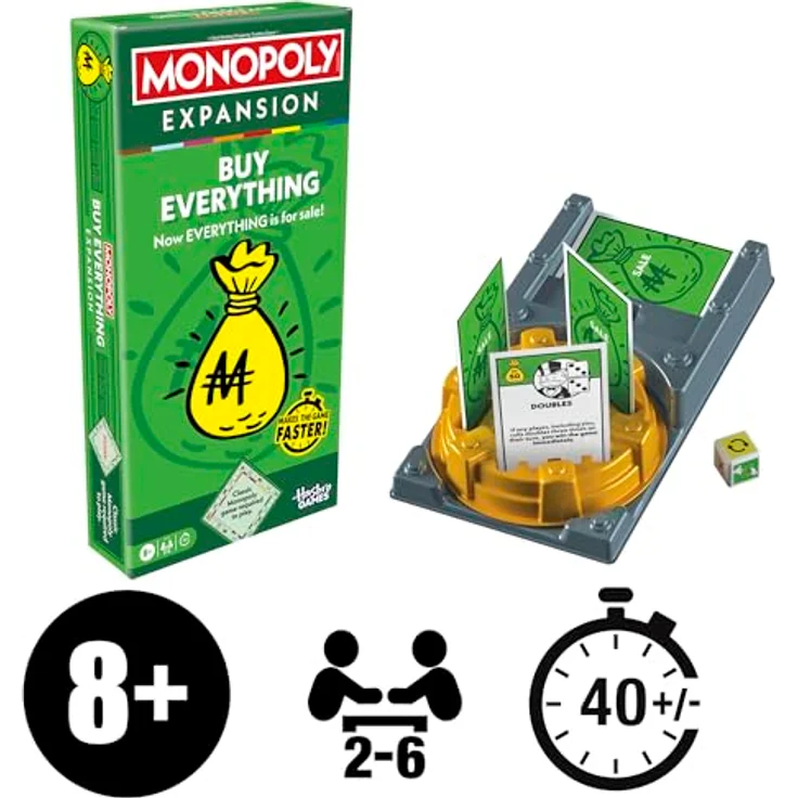 Monopoly Buy Everything EXPANSION, Brettspiel Erweiterung für klassisches Monopoly mit schnelleren Spielabläufen und Kaufmöglichkeiten für alle Plätze, englische Version – Bild 2