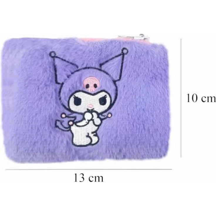 Hello Kitty Kuromi Plüsch Geldbörse, Kinderportemonnaie mit Karabiner Reißverschluss, kompakt und sicher – Bild 3