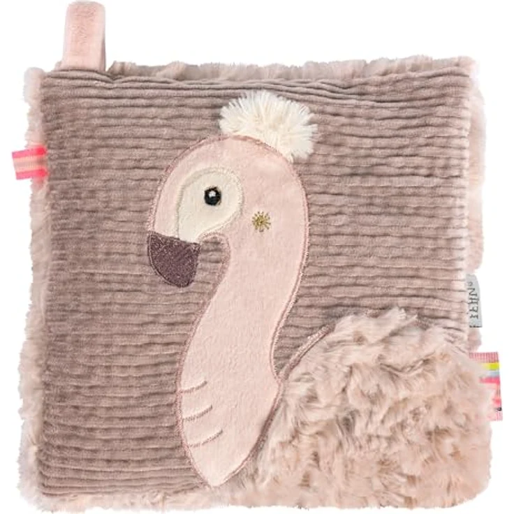 Fehn Kirschkernkissen Flamingo – Kuschelkissen mit abnehmbaren Wärme-/Kältesäckchen für Babys, 16 x 16 cm, waschbar bei 30°C – Bild 1