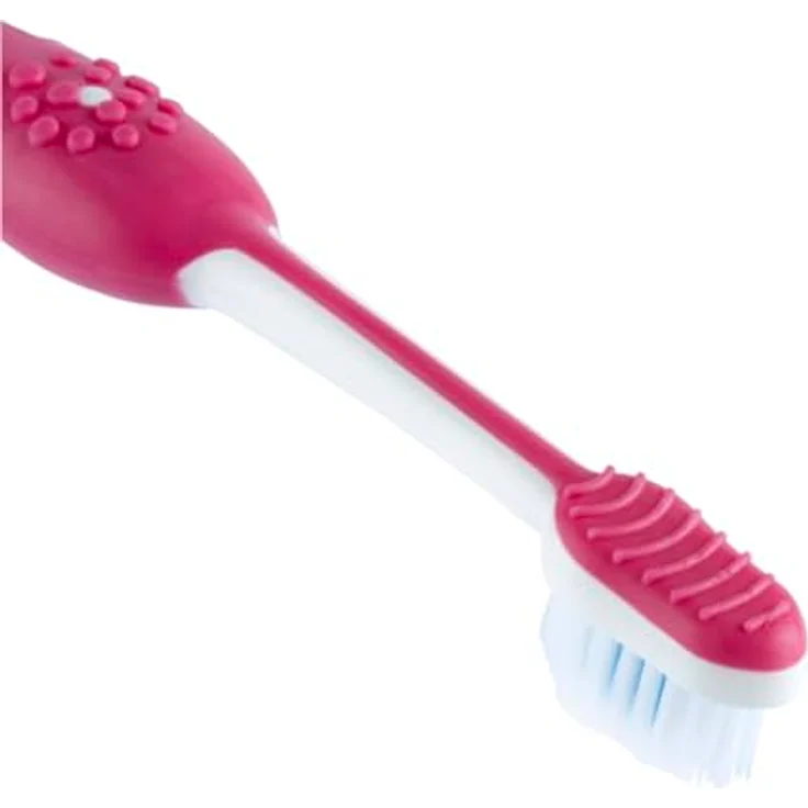 Chicco Zahnbürsten-Set für Kinder, 2 Stück in Rosa und Gelb, mit Saugnapf, abgerundetem Kopf, weichen Borsten und rutschfestem Griff, geeignet für 3-6 Jahre – Bild 4