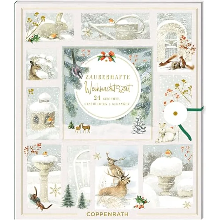 Coppenrath Coffee-Table-Adventskalender, Zauberhafte Weihnachtszeit mit 24 Briefkuverts, Geschichten und Deko-Anhängern