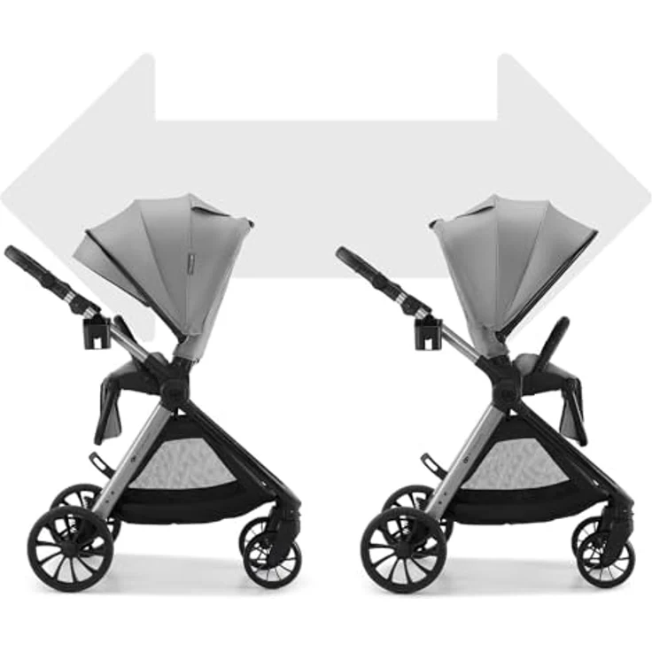 Kinderkraft VESTO 2, 3-in-1-Kinderwagen mit Babywanne und MINK PRO 2 Autositz, wendbarer Sportsitz, Travel System, Grau – Bild 8