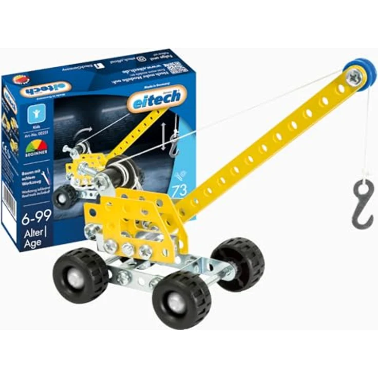 Eitech Kran Mini Metallbaukasten, 73 Teile, Made in Germany für Kinder ab 6 Jahren, robust und kreativitätsfördernd – Bild 1