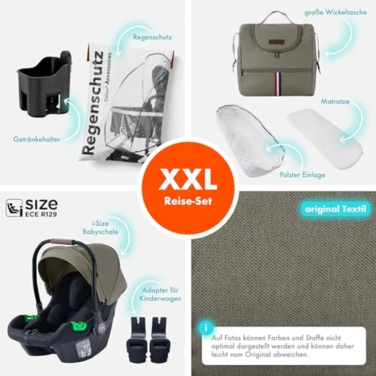 Daliya® NEOMOVE 3in1 Kinderwagen, Buggy & i-Size Babyschale | Alu-Rahmen | Reisekinderwagen & Sportwagen | Großer Einkaufskorb | Stadt & Gelände (Schwarz-Braun) – Bild 3