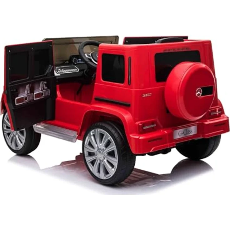 RIRICAR Elektrisches Elektroauto Mercedes G500 12V, rot, mit 2,4 GHz Fernbedienung, USB/SD Eingang, Hinterradfederung, Lithium-Batterie, LED-Lichtern, Originaler Lizenz – Bild 5
