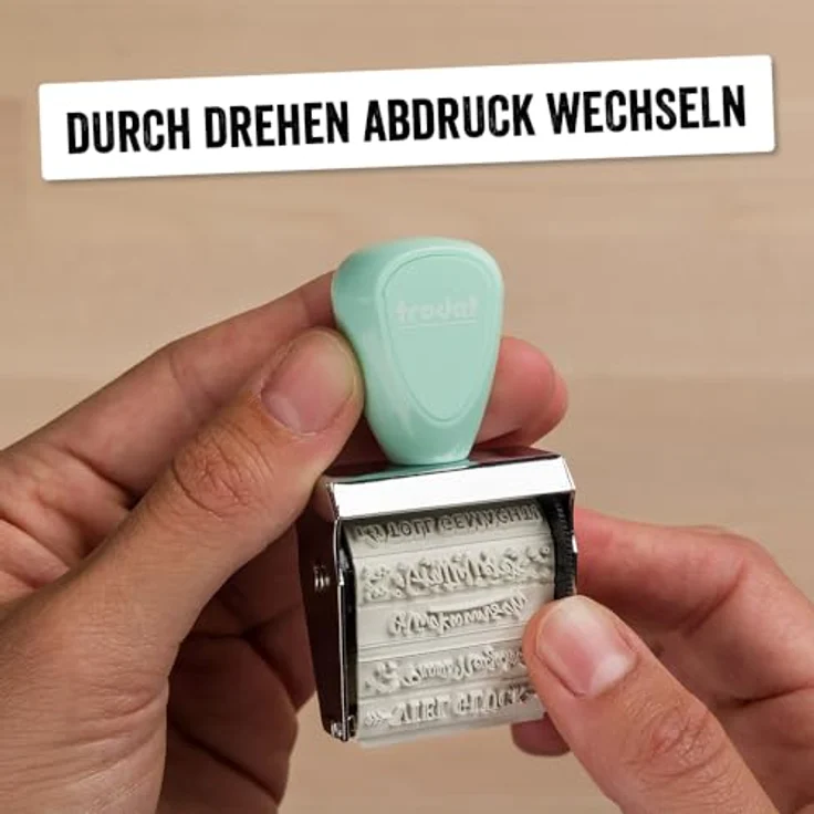 TRODAT Creative Stempel-Set SB Text für Bullet-Journal, 12 austauschbare Motive, hellgrün Stempelkissen – Bild 3