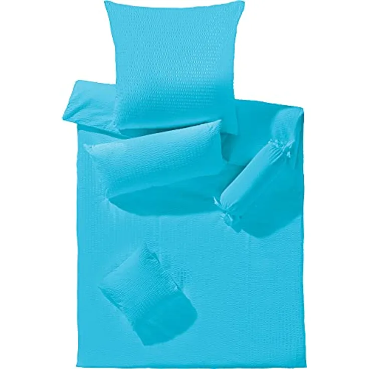 Erwin Müller Bettwäsche Rosenheim Seersucker türkis Größe 135x200 cm (40x80 cm)
