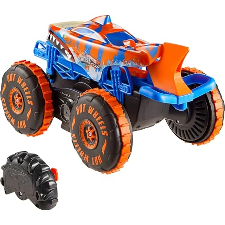 Hot Wheels RC Tiger Shark Climber, Fernbedienungs-Spielzeugfahrzeug mit 3 Spielmodi für Rennen, Klettern und Stunts, großer Maßstab, JFR39 – Bild 4