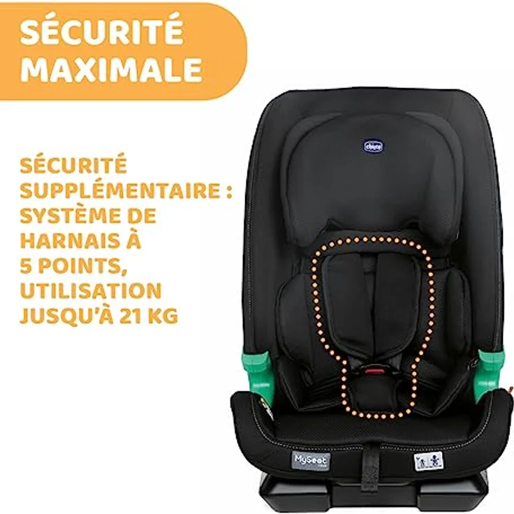 MySeat, Autositz, Einfach zu Installieren mit Isofix-System, Verwendung mit Integrierten Gurten mit Autogurten, Liegend, Höhenverstellbar, ECE R 129/03 - L Size Zugelassen, 76-150cm, ab 15 Monaten – Bild 6