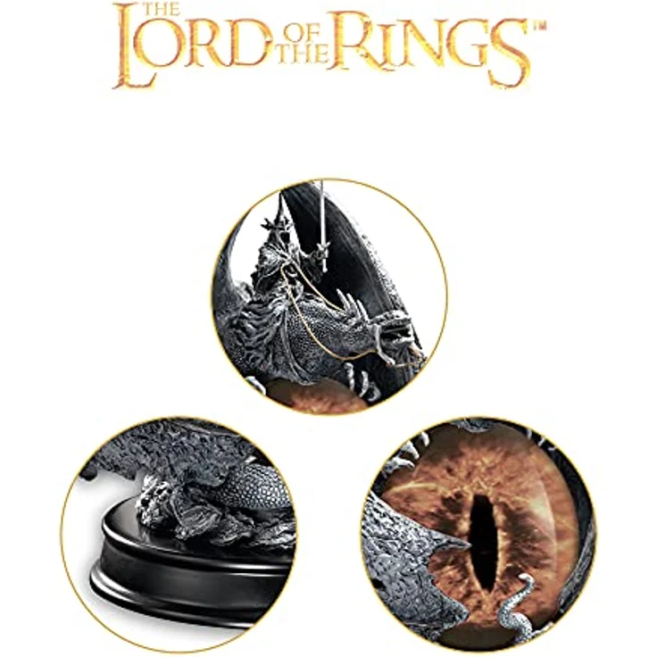 Noble Collection Herr der Ringe Statue Die Wut des Hexenkönigs, 20 cm, Zinn mit echtem Textilzügel und schwarzem Auge – Bild 4