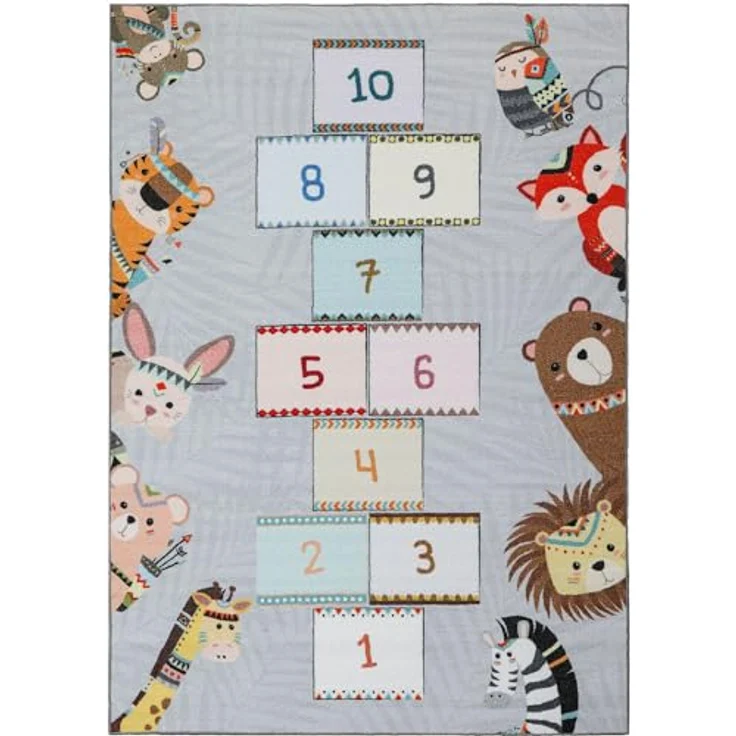 SIMPEX Himmel und Hölle KinderTeppich, Grau, 160 x 230 cm, rutschfeste Rückseite, OEKO-TEX Standard 100, fördert Bewegung und Koordination – Bild 2