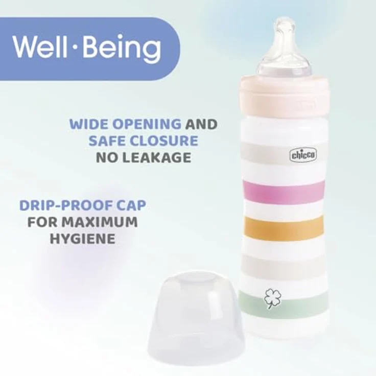 CHICCO BABYFLÄSCHCHEN WELL-BEING, 250ML, MITTLERER FLUSS, 2M+ SILIKON, GRÜN – Bild 4