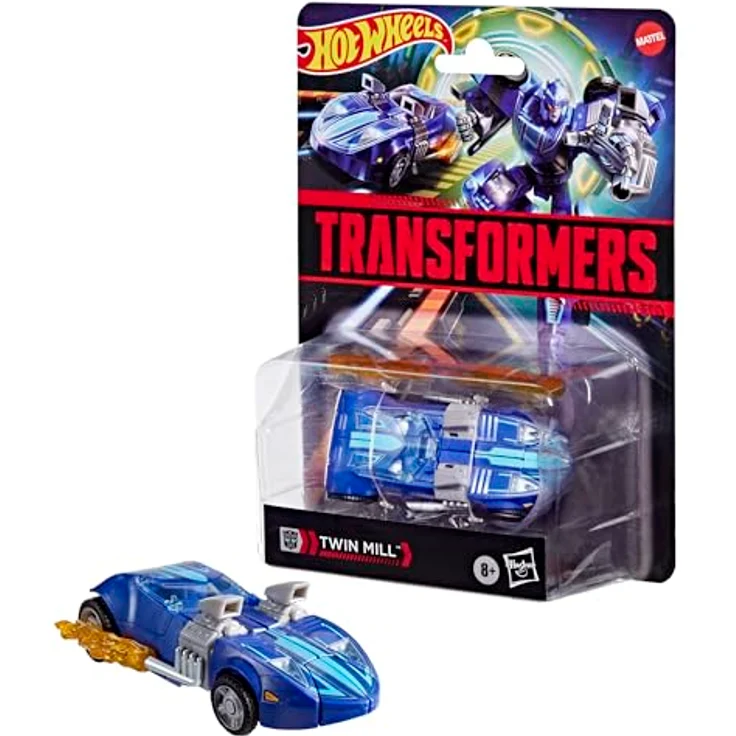 Transformers Collaborative Hot Wheels® x Twin Millä, verwandelbare Action-Figur mit 12,5 cm Roboter- und Fahrzeug-Modus, inkl. 2 Flammen-Zubehörteilen – Bild 1