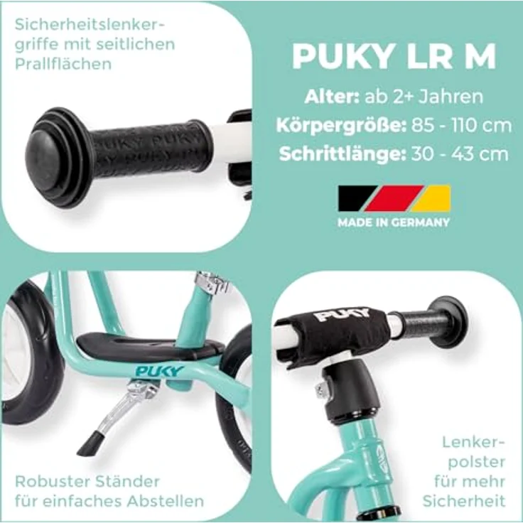 PUKY LR M Aqua Green Laufrad ab 2 Jahre | Kinderspielzeug | Balance Bike mit Trittbrett | Sicherheitslenkergriffe | Höhenverstellbarer Lenker & Sattel – Bild 3