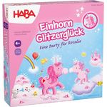 Haba Einhorn Glitzerglück, Brettspiel für Kinder zur Willkommensparty mit Glückswürfeln und -rad