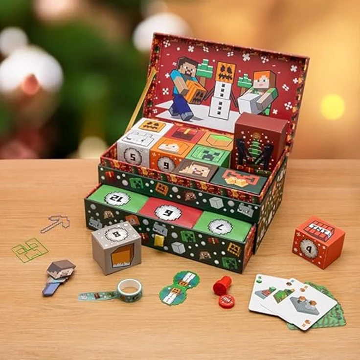 Paladone Minecraft Erinnerungsbox Adventskalender, 24 Überraschungen mit Schreibwaren & Geschenken für Gamer, offiziell lizenziertes Geschenk – Bild 2