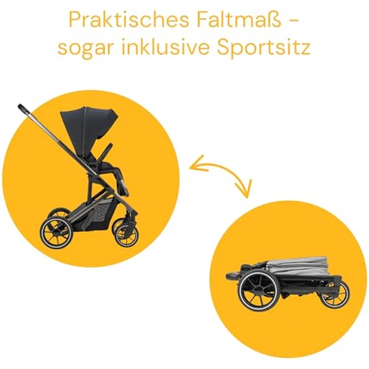 Osann Kombi-Kinderwagen Juntos inkl. Babywanne, Sportsitz, Regenverdeck - Coal – Bild 3