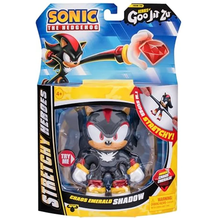 Moose Heroes of Goo Jit Zu Sonic the Hedgehog Chaos Emerald SHADOW Stretchy Hero, 10,1 cm groß, dehnbar mit Chaos-Edelstein – Bild 2