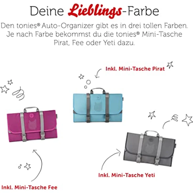 Tonies Auto Organizer - hellblau mit Mini Tasche Pirat, für 8 Tonies, Maße 40,2 x 50,1 cm ausgeklappt – Bild 7