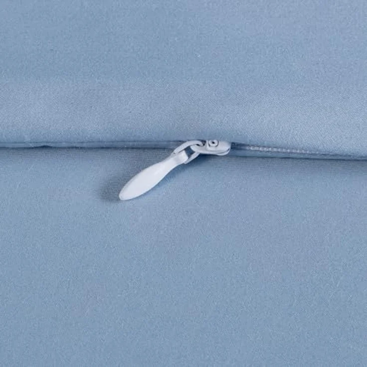 MÖVE Luxury Bettwäsche-Set 135x200 cm + 80x80 cm, 100% Baumwolle, elegant mit Zierstick, Light Blue – Bild 4
