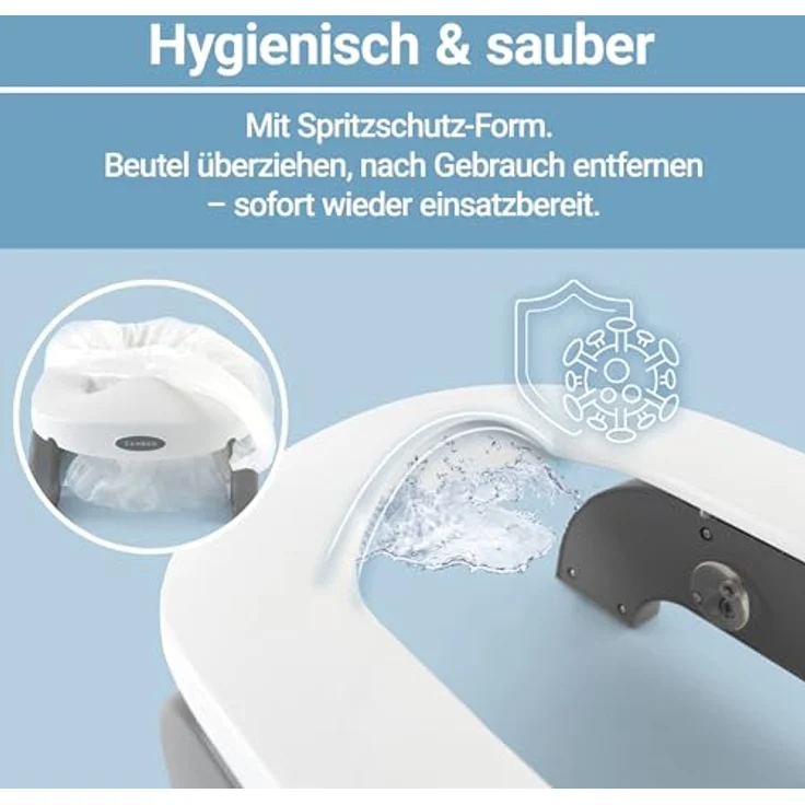 Zamboo Tragbare Baby Toilette 3in1, Reisetöpfchen & faltbarer Toilettensitz für Kinder ab 15 Monaten, mobil und hygienisch mit Einweg-Plastiktüten, Grau – Bild 4