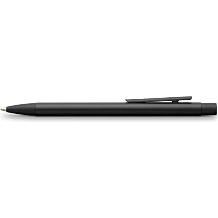 Faber-Castell Neo Slim Metal, Kugelschreiber mit mattem Schwarz-Chrom-Schaft und federbelasteter Metallklammer, schwarz – Bild 3