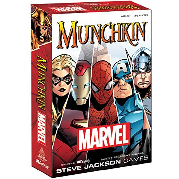 USAopoly Munchkin - Marvel Edition (EN), Brettspiel mit Marvel-Charakteren und S.H.I.E.L.D. Ausweisen – Bild 1