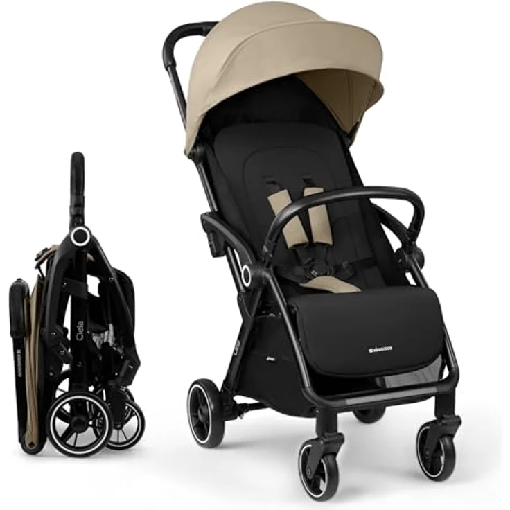 Kikka Boo Kinderwagen Buggy Ciela 22 kg faltbar 360-Grad-Drehung Vorderräder Gurt, beige – Bild 1