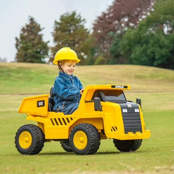 AIYAPLAY Kinder Elektro Traktor 12V Aufsitztraktor mit Fernbedienung, Eimer, Schaufel, Musik und Scheinwerfer, Gelb – Bild 2