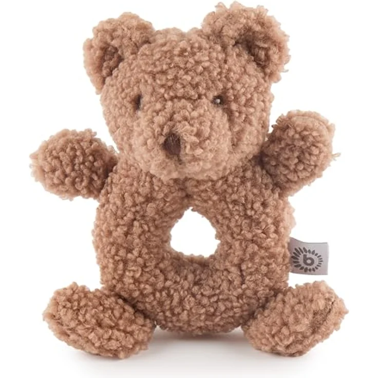 Bieco Kuscheltier Bär Mika mit Rassel, Teddybär aus Bouclé für Babys, niedliches Tierdesign, ab 0 Monate – Bild 1