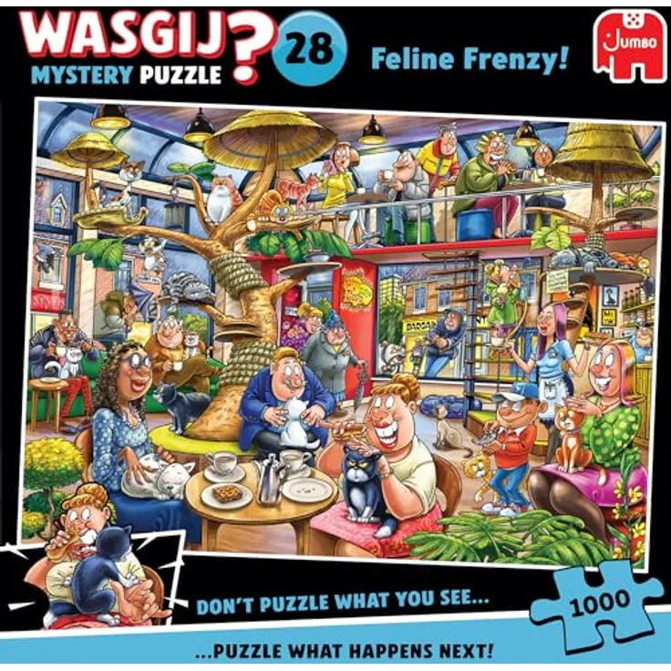 Wasgij Mystery 28 - Feline Frenzy, Puzzle mit 1000 Teilen aus 100% recyceltem Karton, einzigartiges Denkspiel – Bild 1