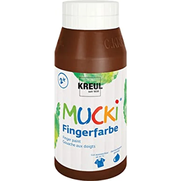 KREUL MUCKI Fingerfarbe braun, 750 ml, cremig-pastose Konsistenz, vegan und dermatologisch getestet – Bild 1