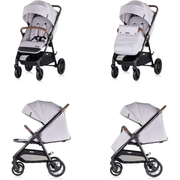 Chipolino Kinderwagen Ultera Buggy klappbar Korb Federung Hinterradbremse Gurt, grau – Bild 3
