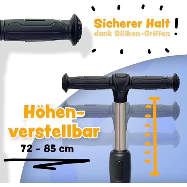 Apollo Kinderscooter KidsPro4 LED Roller - Schwarz, höhenverstellbar, mit leuchtenden LED-Rollen, belastbar bis 60 kg – Bild 2