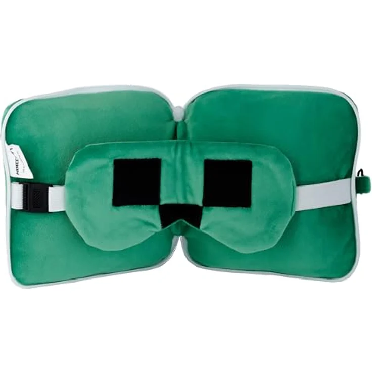 Puckator Minecraft Creeper Relaxeazzz Reisekissen, praktisches Reisekissen in Grün mit Schlafmaske und Karabiner, 16 x 16 cm – Bild 2