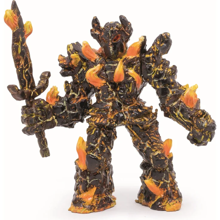 Papo Deutschland GmbH Feuer-Golem 5, detailreiche Sammelfigur in Schwarz und Orange, 15 cm mit Waffe – Bild 1