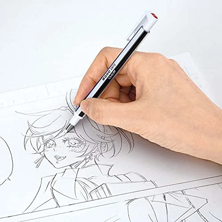 Tombow EH-KUR11 Präzisionsradierer MONO zero nachfüllbar runde Spitze, Durchmesser 2.3 mm, schwarz – Bild 4