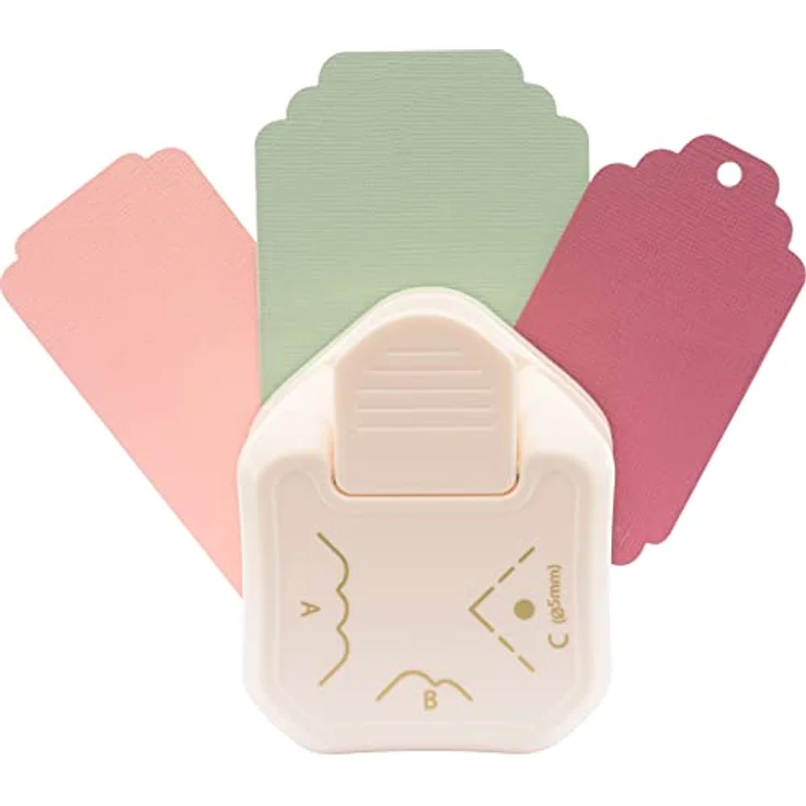 Vaessen Creative 2137-077 3-in-1 Eckenstanzer, für runde Ecken und Etiketten, weiß-pink, geeignet für Papier bis 220 g/m² – Bild 1