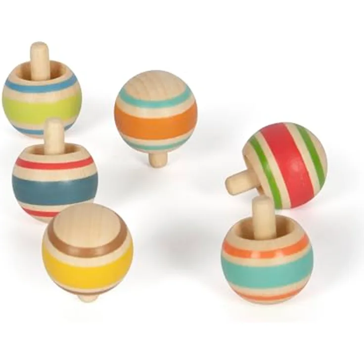 small Foot Wendekreisel-Set aus Holz, 6 Kreisel für Kinder ab 3 Jahren, hochwertige Verarbeitung und spannende Physik-Erkundung, 12606