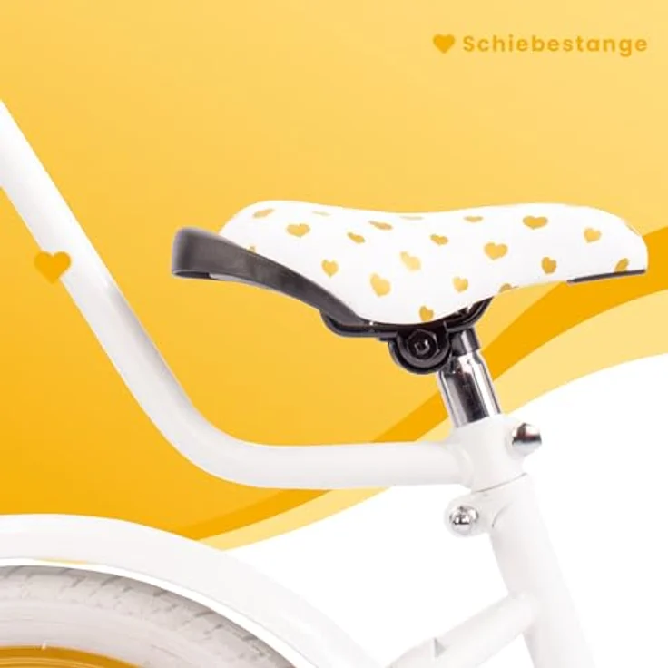 sun baby Mädchenfahrrad 16 Zoll Heart Bike, Abnehmbare Schubstange, für Mädchen von 2 bis 6 Jahre (Weißgold) – Bild 3