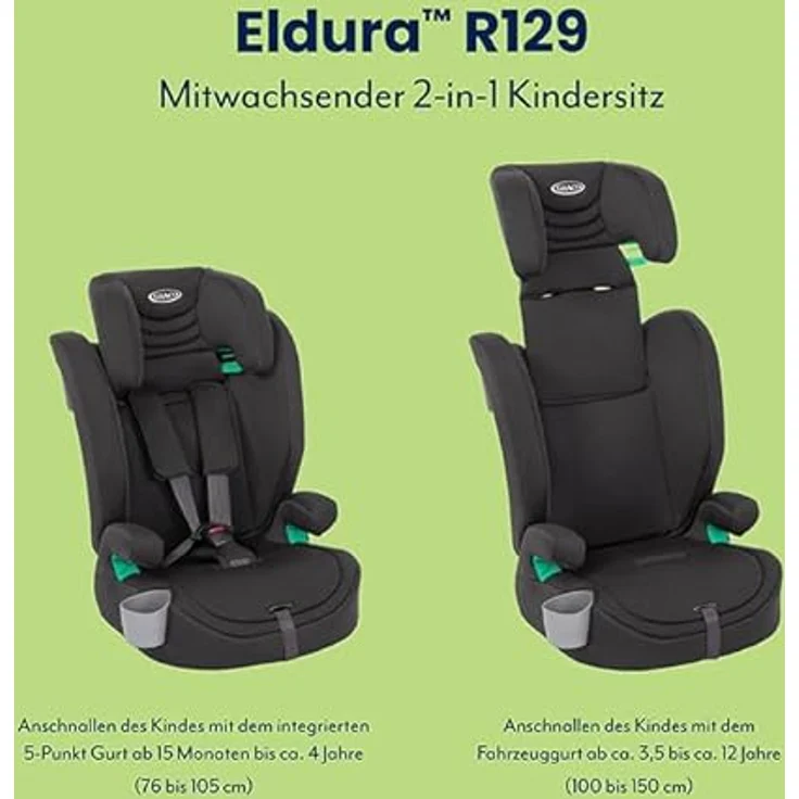 Graco Kindersitz Eldura mit Getränkehalter, ab 15 Monate - 12 Jahre, Midnight – Bild 4